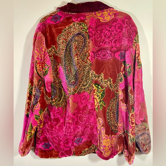 Coldwater Creek Pink Red Floral Paisley Velvet Blazer Jacket Size 1X - Picture 7 of 7